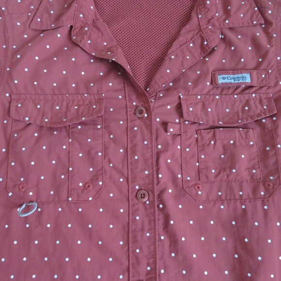 Columbia Sportswear PFG Fishing Hiking Shirt Pink Nylon Polka Dot Women's S - Picture 7 of 9